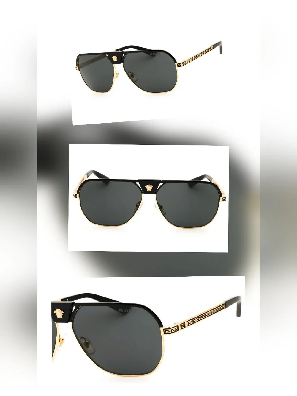 Versace 0VE2294, Black / Dark Grey, Aviator, Men's Sunglasses,    Size61X12X145